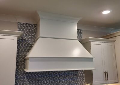 Kitchen Cabinets Raleigh Custom Hood Shaker Style Salt Color Large Cove Crown