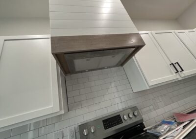 Kitchen Cabinets Raleigh Custom Hood Liner Built To Suite Customer Ship Lap To Match Fireplace Matching Wood Trim To Flooring