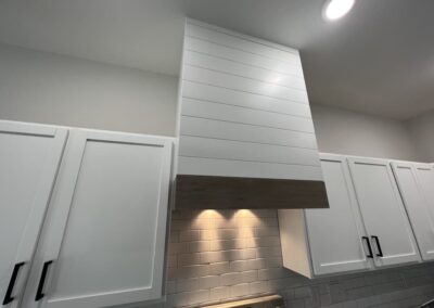 Kitchen Cabinets Raleigh Custome Hood Shiplap To Cieling Accents Lights On Subway Tile Shaker White Wood Trim