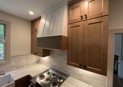 Kitchen Cabinets Raleigh Jameson Fine Cabinetry Custom Hood Two Tone White With Nutmeg Mpale Trim