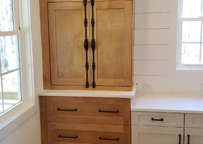 Kitchen Cabinets Raleigh Jameson Fine Cabinetry Summerfield Nutmeg Custom Pantry Cabinet Three Drawer Base Glass Uppers Bunn Feet