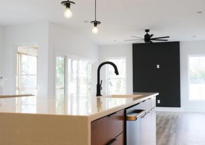 Kitchen Cabinets Raleigh Elegant Contemporary Design Waterfall Egde On Island Sleek Back Features Black Dishwasher