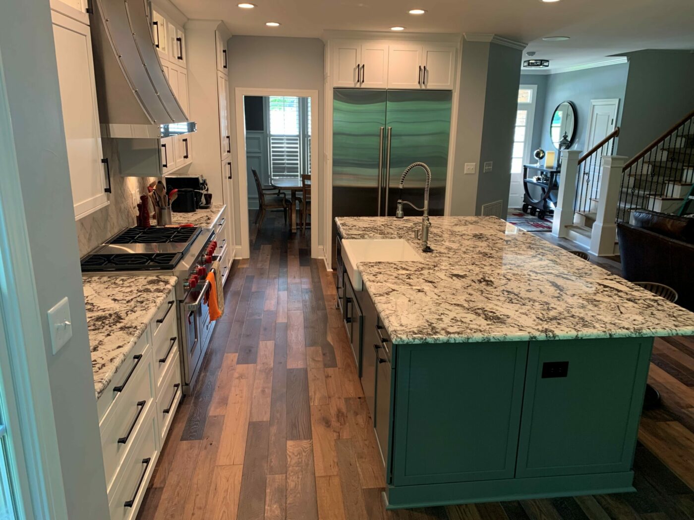 Kitchen Cabinets Raleigh Transistional Hampton1 Linen Island Storm Granite